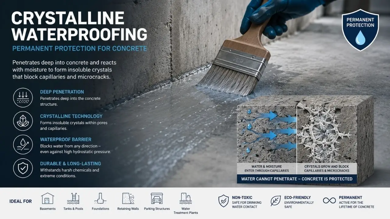 How Crystalline Waterproofing Works Inside Concrete 