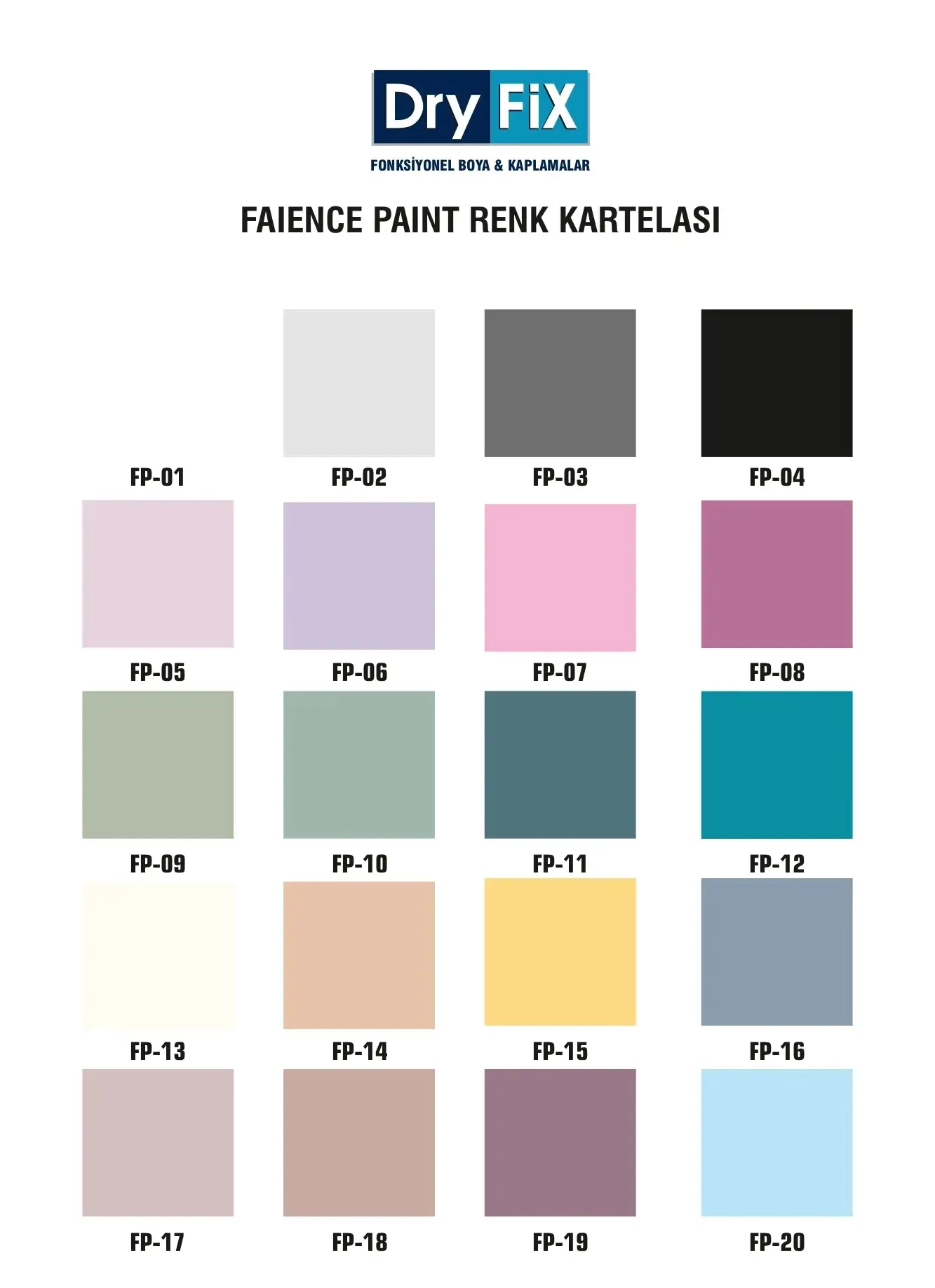 Fayans Boyası Renk Kartelası