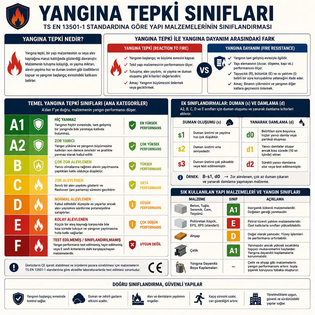 yangına tepki sınıfları